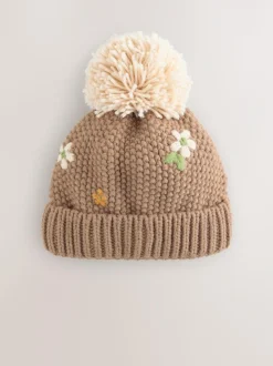 Next Chocolate Brown Embroidered Beanie (1-13yrs) Discount