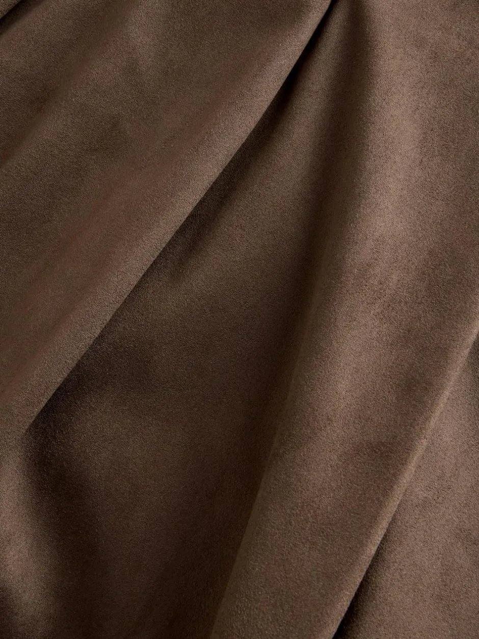 Next Chocolate Brown Faux Suede Midi Kilt Skirt