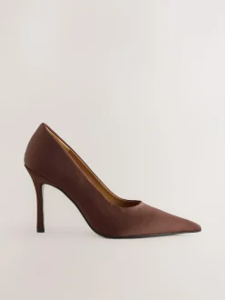 Next Forever Comfort® Satin Pointed Toe Court Heels Chocolate Brown Best