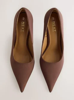 Next Forever Comfort® Satin Pointed Toe Court Heels Chocolate Brown Best