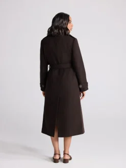 Next Formal Funnel Neck Coat Chocolate Brown Discount