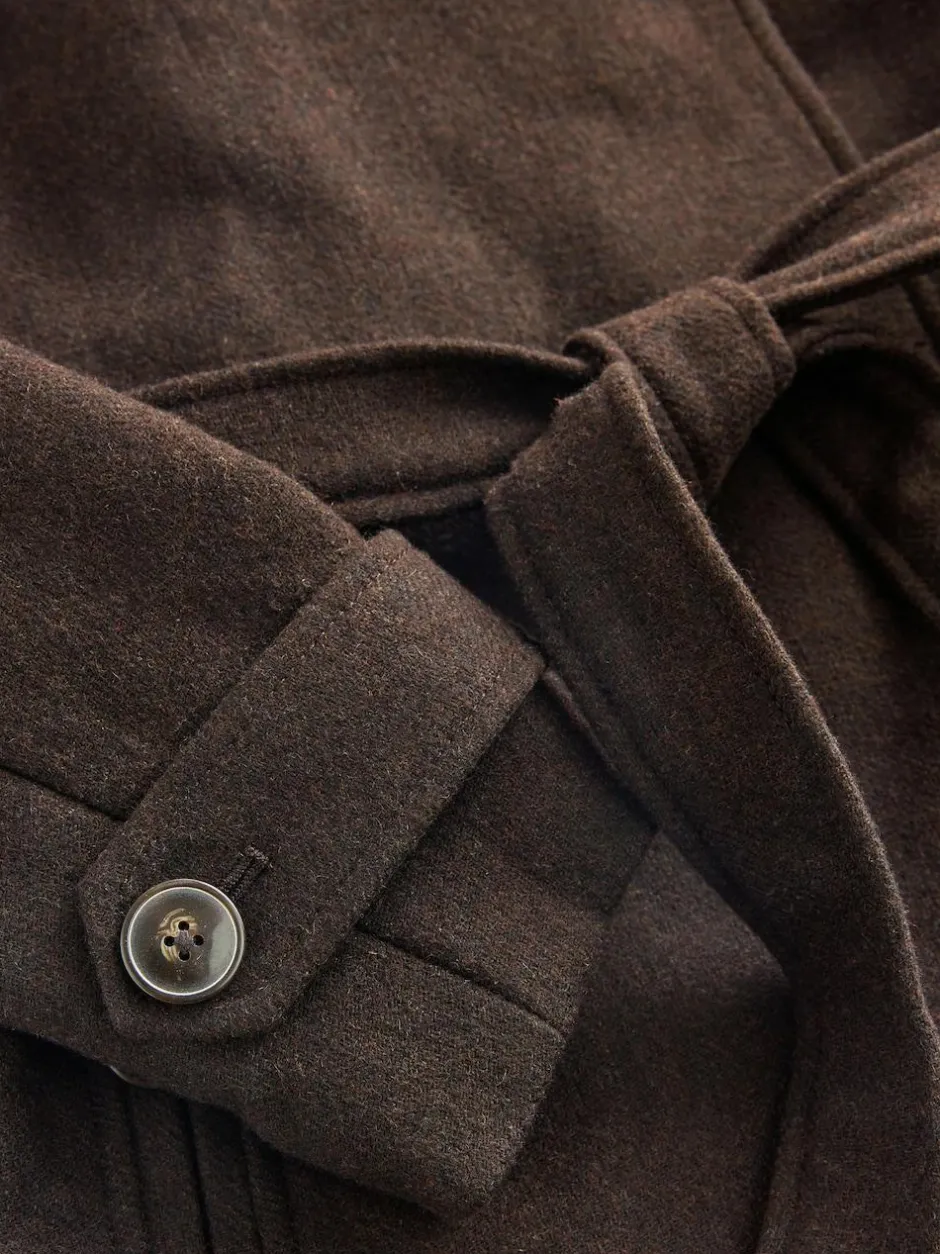 Next Formal Funnel Neck Coat Chocolate Brown Discount