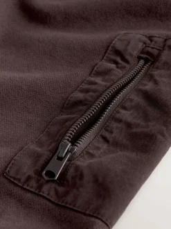 Next Garment Washed Utility Crew Neck Sweatshirt Chocolate Brown Hot