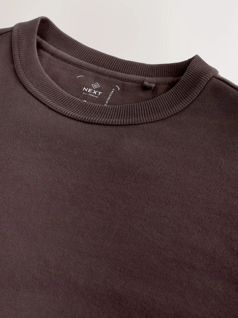 Next Garment Washed Utility Crew Neck Sweatshirt Chocolate Brown Hot