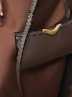 Next Hardware Detail Shoulder Bag Chocolate Brown Online