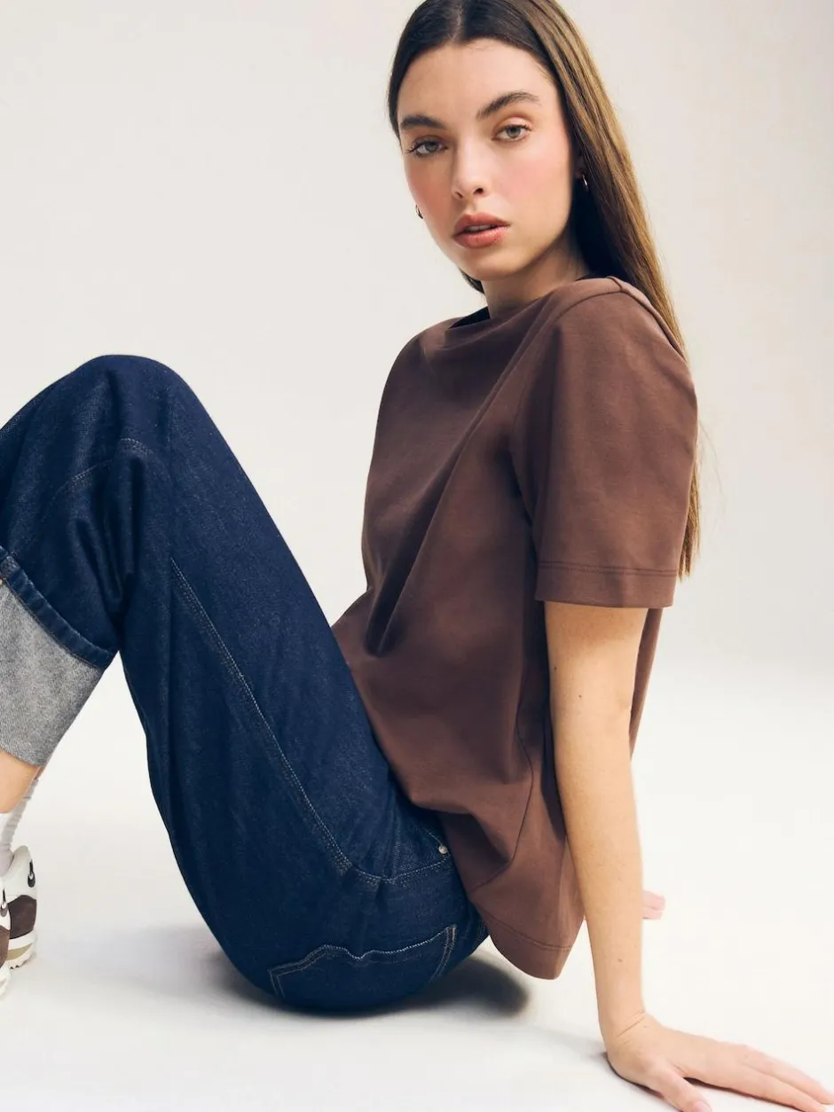 Next Chocolate Brown Heavyweight Short Sleeve Crew Neck T-Shirt Clearance