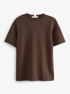 Next Chocolate Brown Heavyweight Short Sleeve Crew Neck T-Shirt Clearance