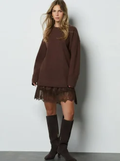 Next 2-In-1 Soft Touch Jumper Lace Skirt Chocolate Brown Best