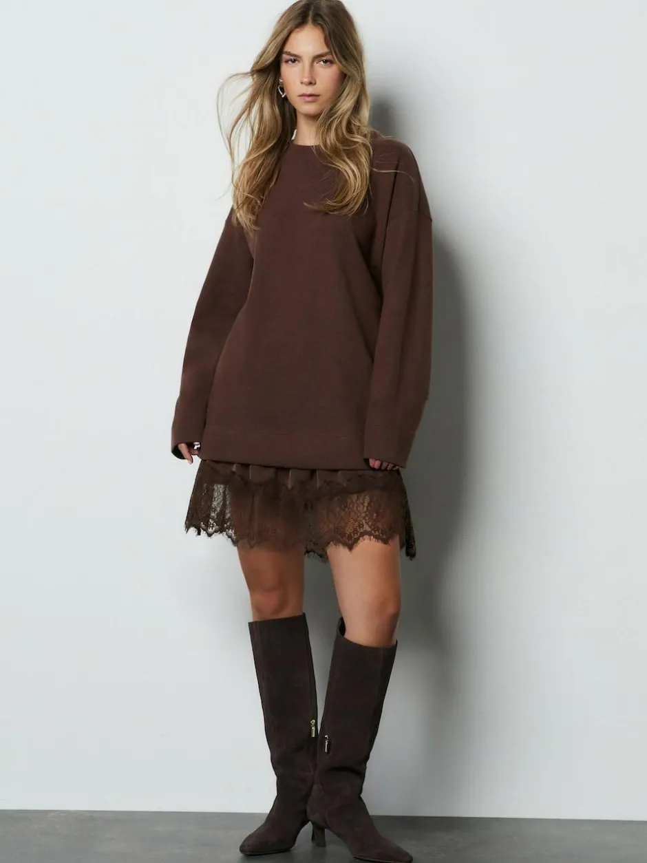 Next 2-In-1 Soft Touch Jumper Lace Skirt Chocolate Brown Best