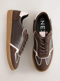 Next Chocolate Brown Lace-Up Trainers Hot