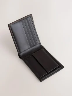 Next Leather Bifold Wallet Chocolate Brown Outlet