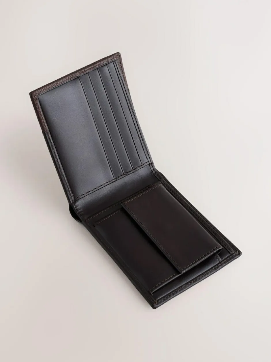 Next Leather Bifold Wallet Chocolate Brown Outlet