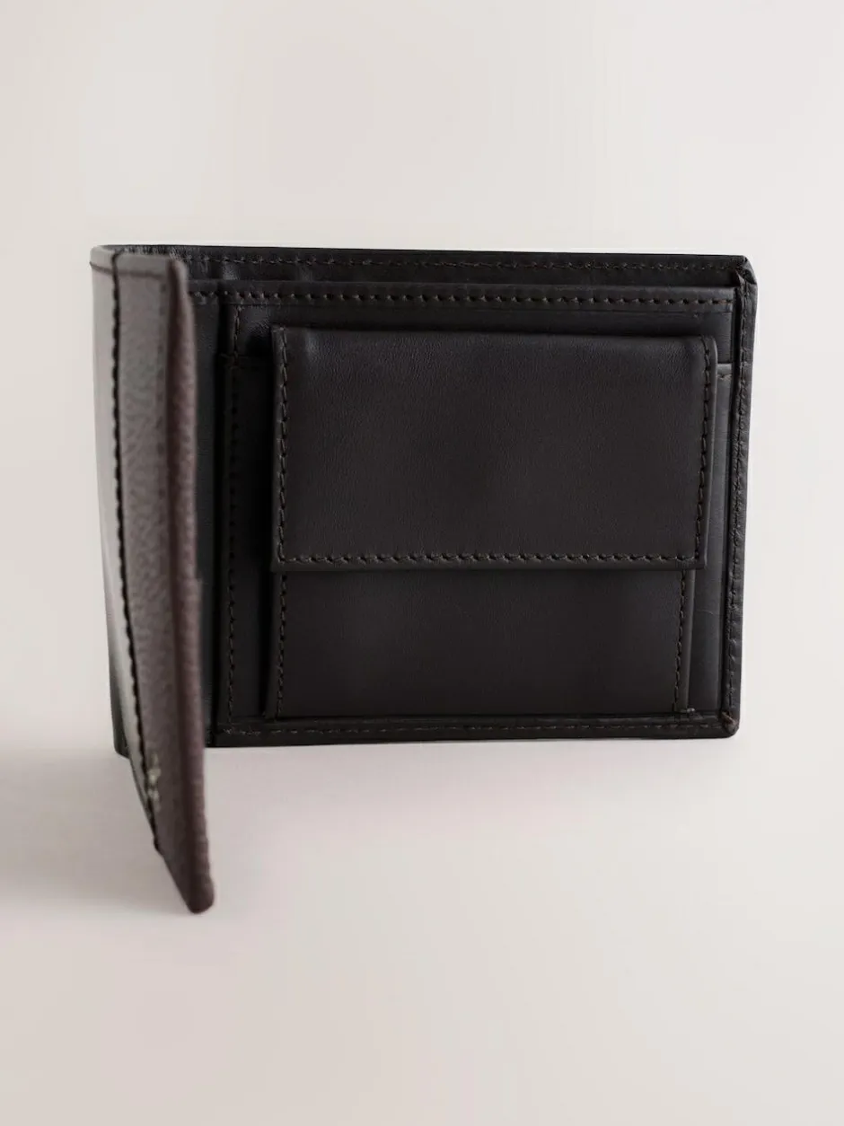 Next Leather Bifold Wallet Chocolate Brown Outlet