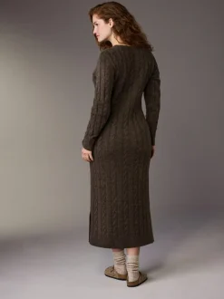 Next Maternity Knitted Nursing Dress Chocolate Brown Sale