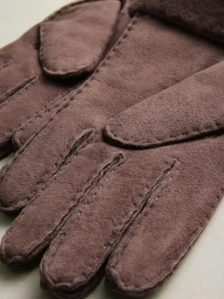 Next N. Premium Leather Sheepskin Gloves Chocolate Brown Outlet