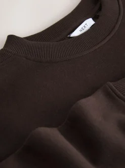 Next Chocolate Brown Relaxed Fit Essentials Longline Sweatshirt with Pockets Clearance