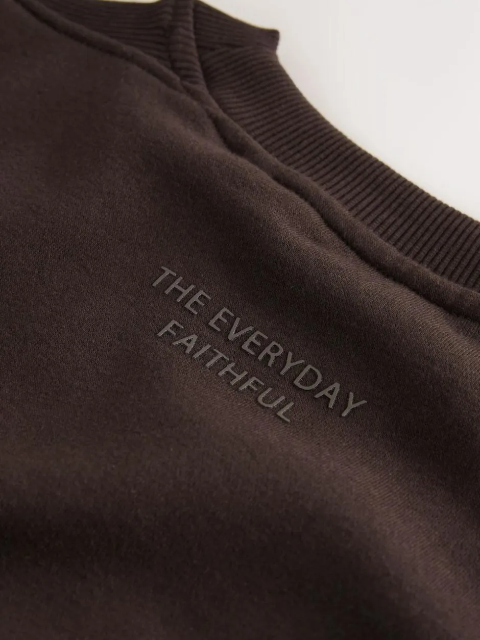 Next Chocolate Brown Relaxed Fit Essentials Longline Sweatshirt with Pockets Clearance