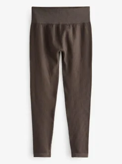 Next Chocolate Brown Ribbed Seamless High Waist Leggings Hot