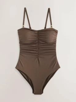 Next Chocolate Brown Shaping Tummy Control Bandeau Swimsuit