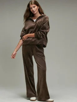 Next Soft Feel Cord Wide Leg Trousers Chocolate Brown Sale