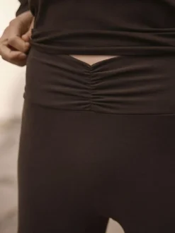 Next Soft Touch Rib Ruched Flare Leggings Chocolate Brown New