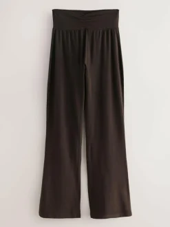 Next Soft Touch Rib Ruched Flare Leggings Chocolate Brown New