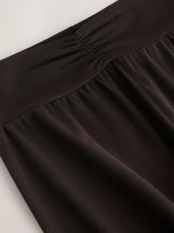 Next Soft Touch Rib Ruched Flare Leggings Chocolate Brown New