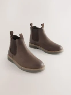 Next Standard Fit (F) Leather Chelsea Boots Chocolate Brown Outlet