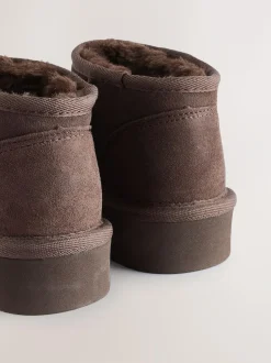 Next Chocolate Brown Standard Fit (F) Flatform Mini Warm Lined Water Repellent Suede Pull-On Boots Sale