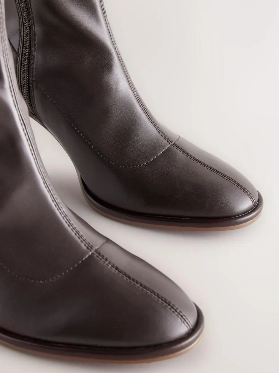 Next Standard/Wide Fit Forever Comfort® Round Toe Sock Boots Chocolate Brown Hot