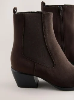 Next Standard/Wide Fit Chelsea Style Western Cowboy Boots Chocolate Brown Discount