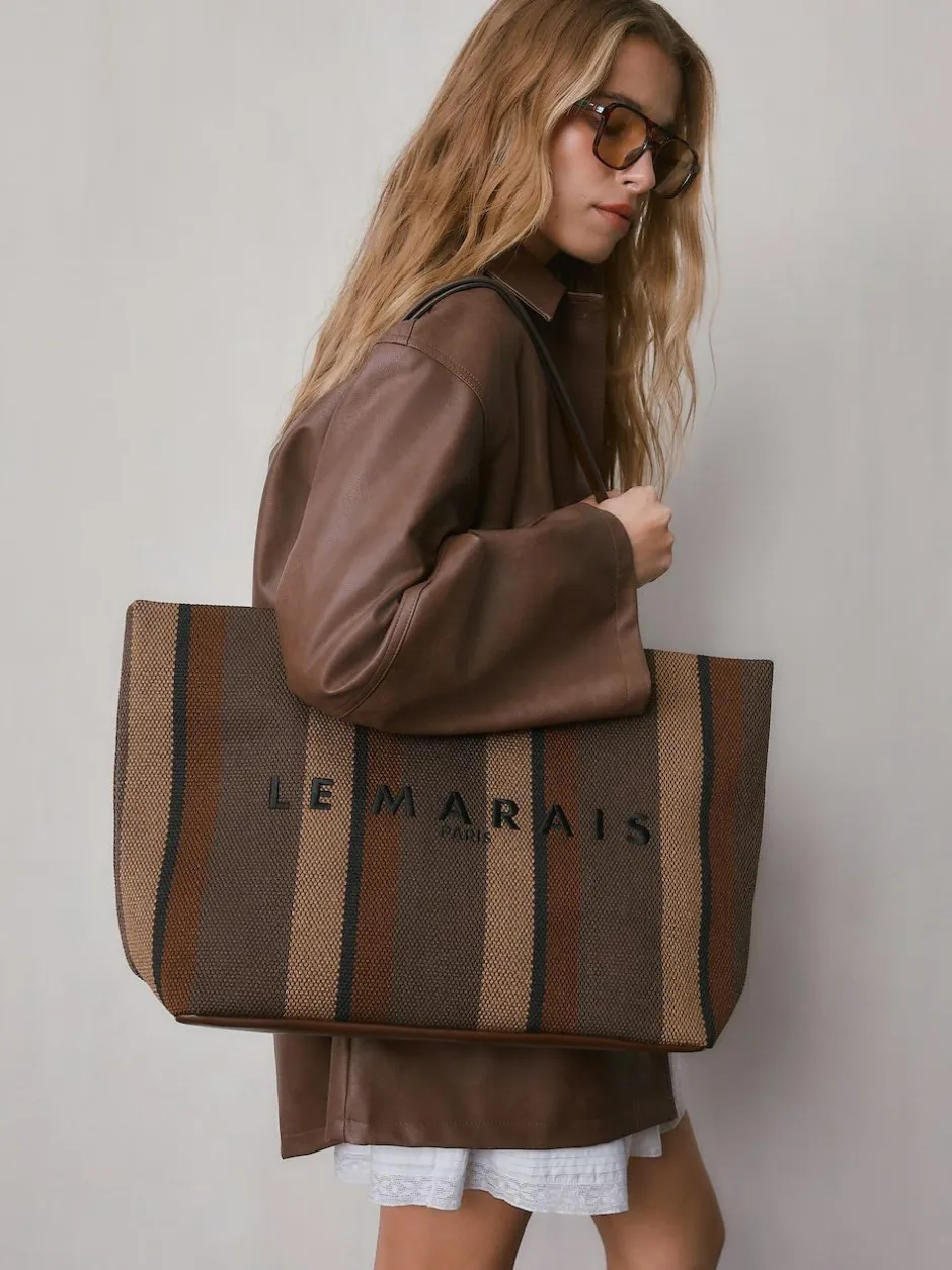 Next Shoulder Bag Chocolate Brown Stripe New