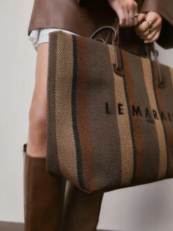 Next Shoulder Bag Chocolate Brown Stripe New