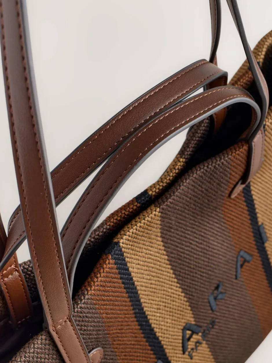 Next Shoulder Bag Chocolate Brown Stripe New