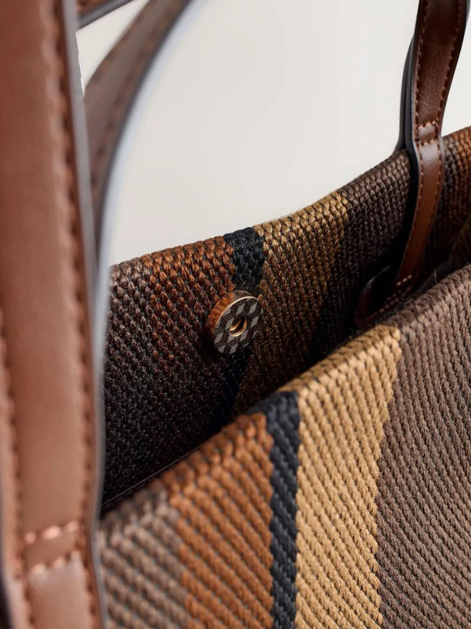 Next Shoulder Bag Chocolate Brown Stripe New