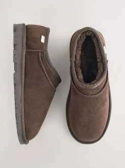 Next Suede Shoot Slippers Chocolate Brown Outlet