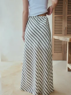 Next Chocolate Brown Summer Column Skirt With Linen Sale