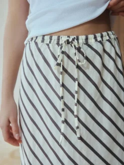 Next Chocolate Brown Summer Column Skirt With Linen Sale