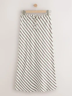 Next Chocolate Brown Summer Column Skirt With Linen Sale