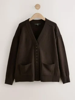 Next Chocolate Brown Supersoft V-Neck Cardigan With Pockets Hot