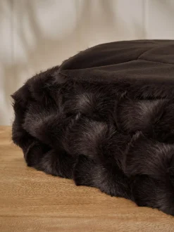 Next Textured Faux Fur Check Throw Chocolate Brown Sale