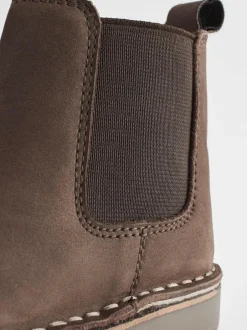 Next Wide Fit (G) Warm Lined Leather Chelsea Boots Chocolate Brown