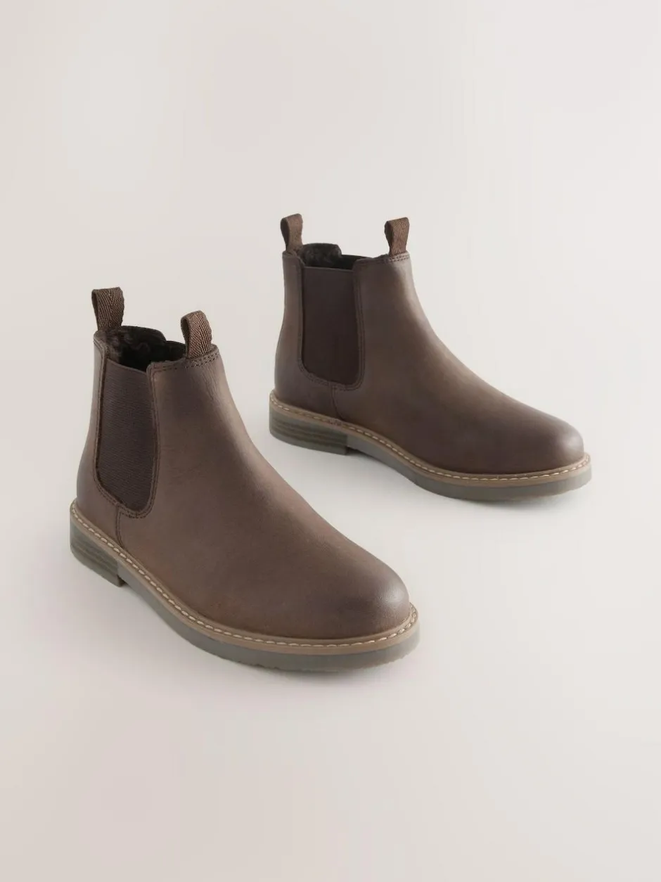 Next Wide Fit (G) Leather Chelsea Boots Chocolate Brown Best