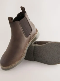 Next Wide Fit (G) Leather Chelsea Boots Chocolate Brown Best