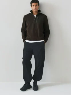 Next Zip Neck Utility Style Polar Fleece Chocolate Brown Discount