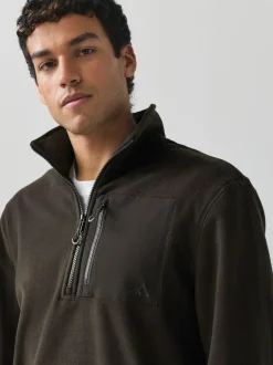 Next Zip Neck Utility Style Polar Fleece Chocolate Brown Discount
