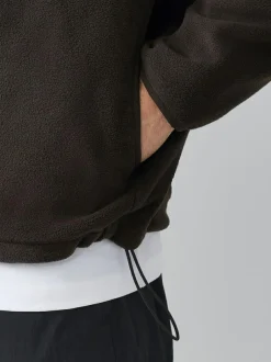 Next Zip Neck Utility Style Polar Fleece Chocolate Brown Discount