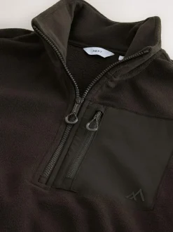 Next Zip Neck Utility Style Polar Fleece Chocolate Brown Discount