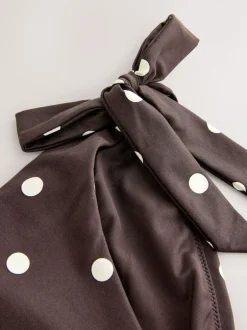 Next Chocolate Brown/Cream Spot Tie Side Bikini Bottoms Sale