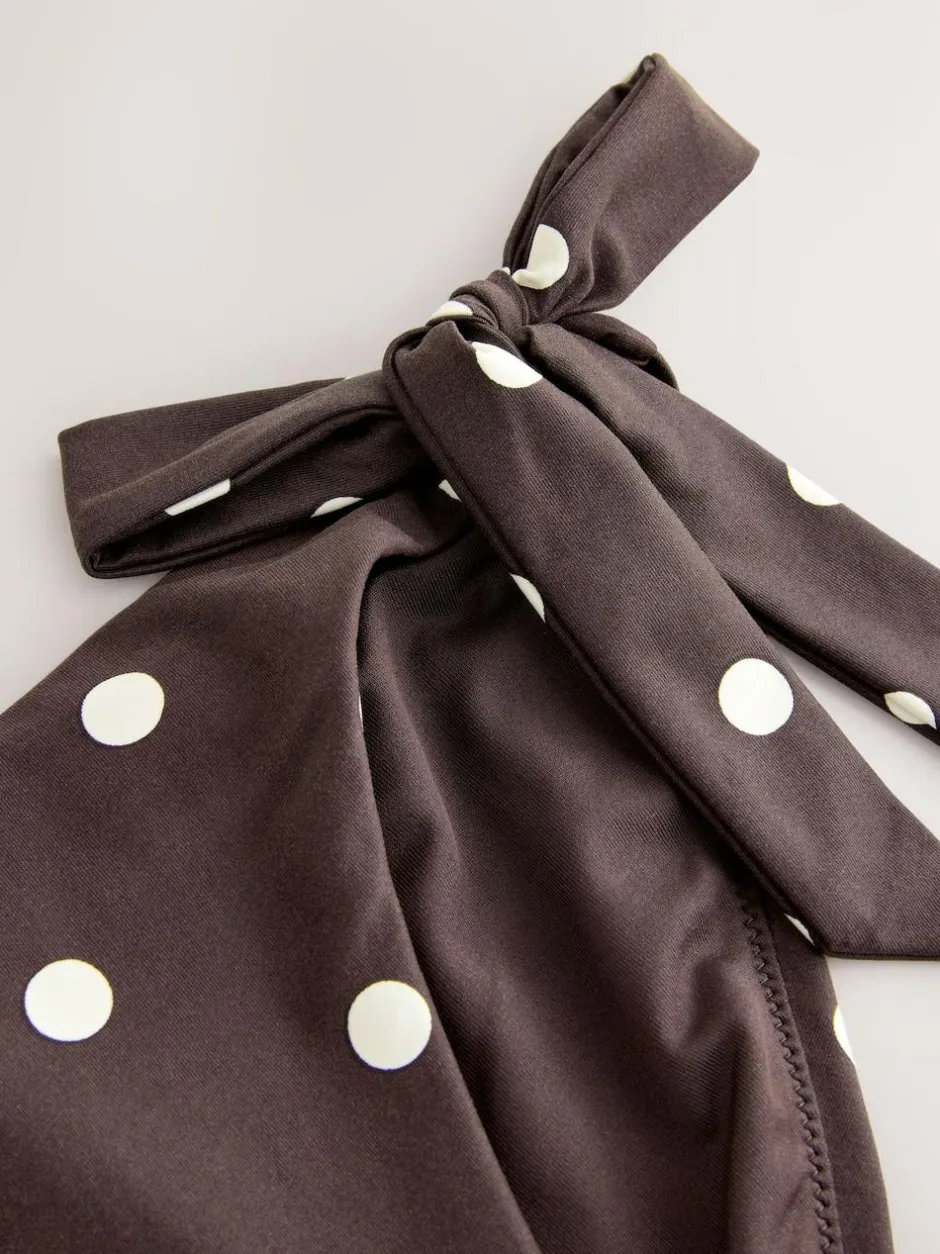 Next Chocolate Brown/Cream Spot Tie Side Bikini Bottoms Sale